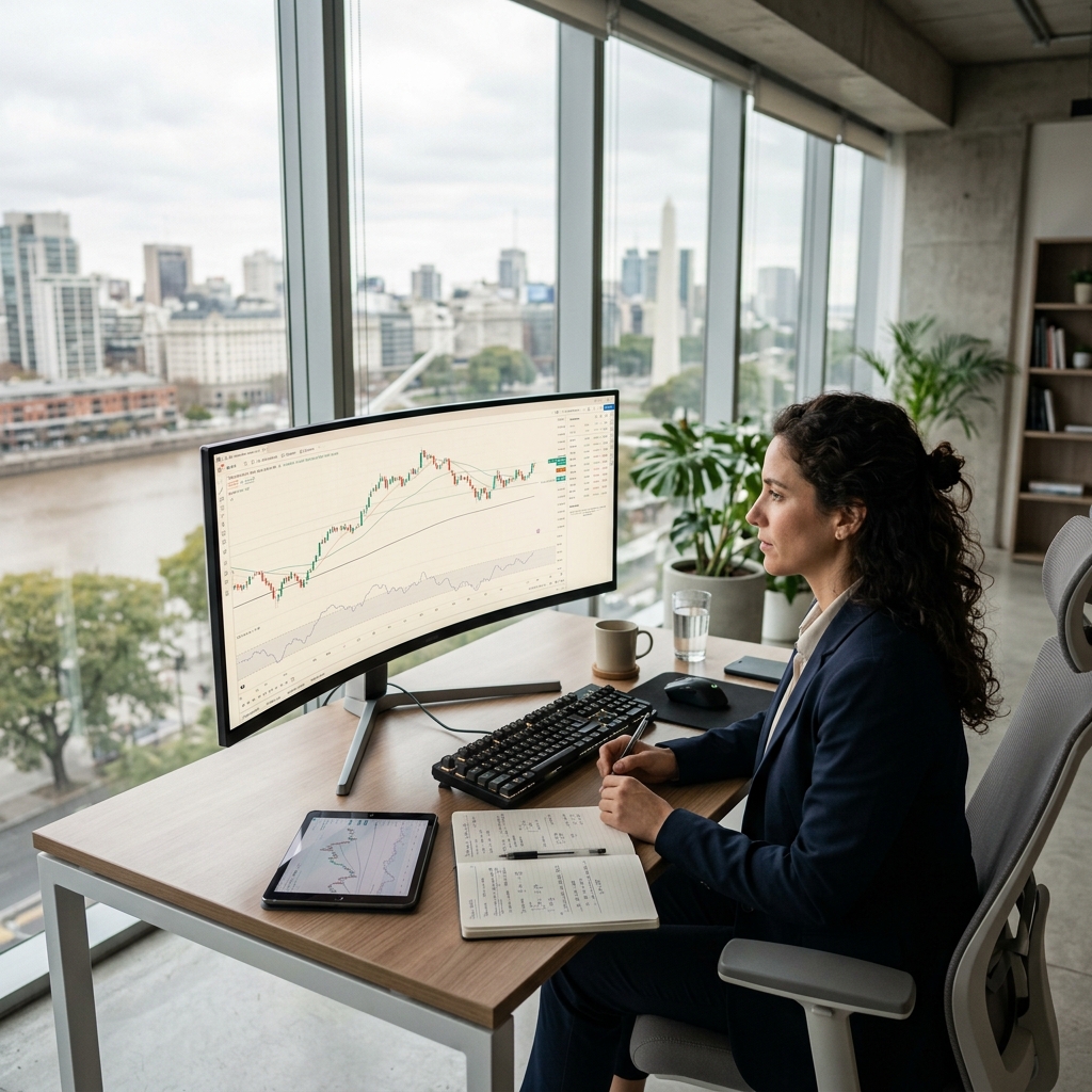 Persona estudiando conceptos de inversión en una computadora